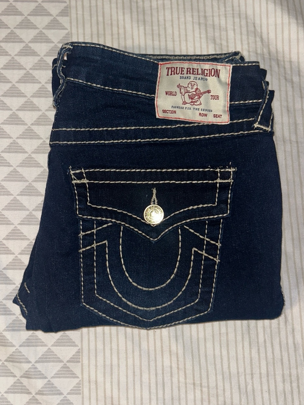 True Religion Becca Dark Blue Skinny Jeans with Contrast Stitching